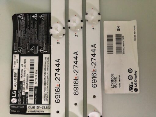 kit tiras led 3x8 6916l-2744a  tv lg 43uh610v panel lc430dge (fj)(m2) - Imagen 2