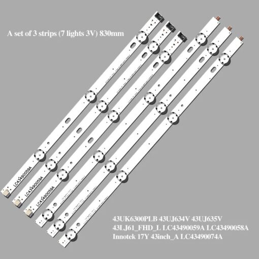 Tiras Led Lg para 43UJ634V,43UJ651V,43UK6300,43UJ561V  3 TIRAS 7 LEDS  Panel Type HC430DGG - Imagen 2