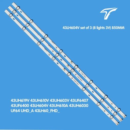 Tiras Led Lg para 43LH604V,43UF6407,43UH610V UF64_UHD,43LH60  3 TIRASX8 LEDS  Panel Type NC430DUN, DGN - Imagen 2