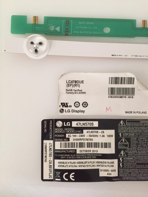 tiras led 6637l-0024a ppw-nl47gc(a) 6916l-1176a panel lc470due 470d2w5k005yw k81b extraido de television lg 47ln570s - Imagen 2