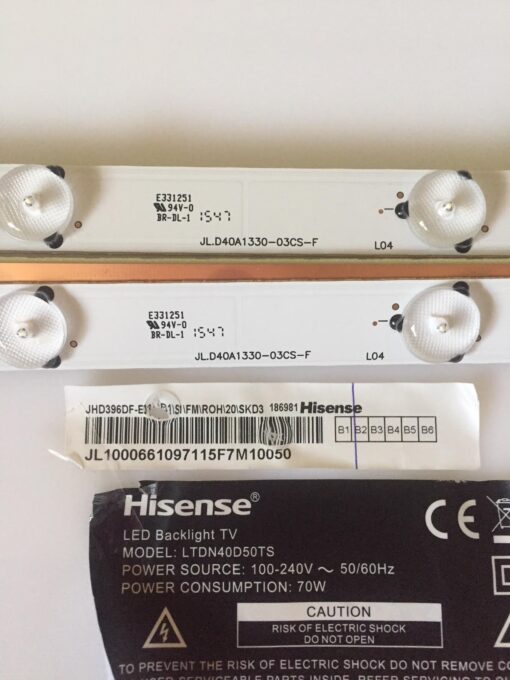 Kit Tiras led jl.d40a1330-03cs-f 4 tiras 10 leds 1143937 b 12bt1233 b1 d151125 jhd396df-e01 extraido de tv hisense ltdn40d50ts - Imagen 2