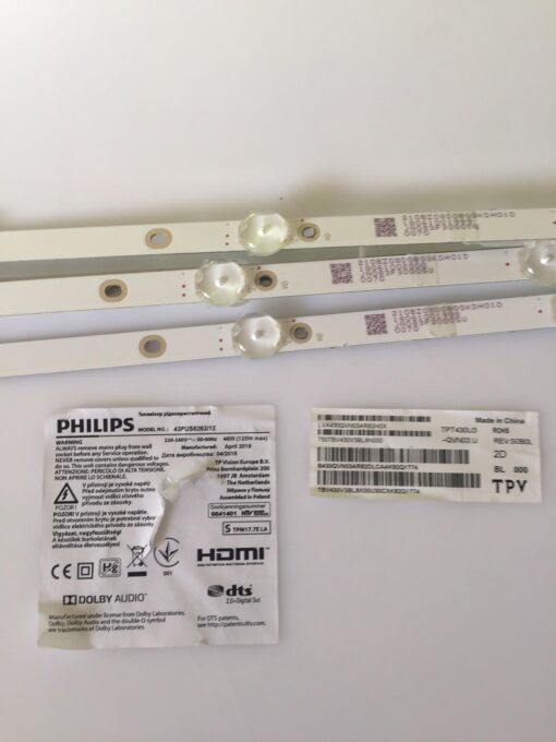 tiras led 210bz08d0bggkdh01d jn083f30005u gj-2k17-cps-430-d408-v5-113mm panel tpt430u3-qvn03.u philips 43pus6262/12