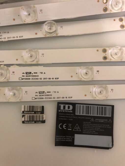 tiras led my55d06-zc23ag-02 303my550033 panel 0c0054 0c008 203-011-0038h tv td systems k55dlm8u