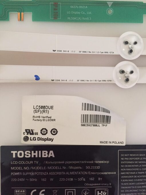 Kit Tiras led 6637l-0021a nl50ac (a) 6916l-1276a 6916l-1272a panel lc500due (sf) (r1) extraido de television toshiba 50l2333d