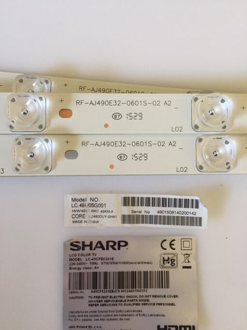 Tira led rf-aj490e32-0601s-02 a2 tj85h8 r5718 panel lc.48u05g001 hw4951-04c extraido de tv sharp lc-49cfe6241e