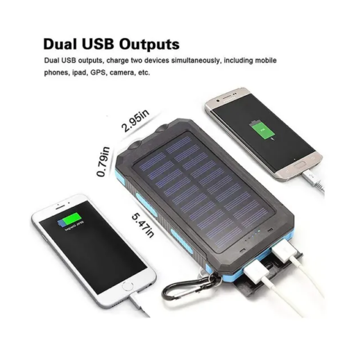 Cargador Solar WaterProof y batería portatil de 20000 mah con luz y dos puertos USB para movil y tablet - Imagen 4