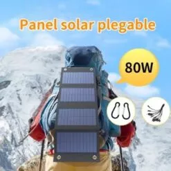 Paneles solares plegables de 80W, carga Solar portátil, USB, 5V, para movil, ordenador, tablet