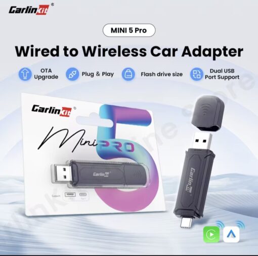 Carlinkit 5.0 Mini Pro Inalambrico para Android Auto y Carplay ver Movil en tu coche