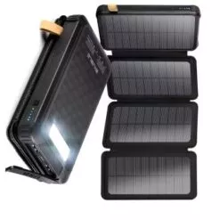 Cargador solar banco de energía 20000mAh 4 paneles solares, linterna y carga inteligente